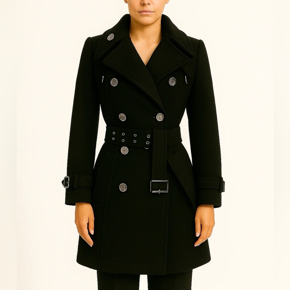 Burberry Brit black wool & cashmere belted coat, size 2 - Picture 1 of 5